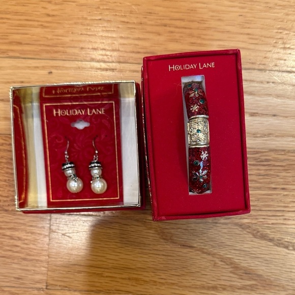Holiday Lane Accessories - Holiday Lane Red Bracelet and Earring Set